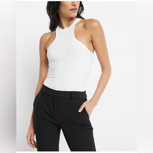 Express ESSENTIAL FITTED RIBBED HIGH NECK SLEEVELESS TANK